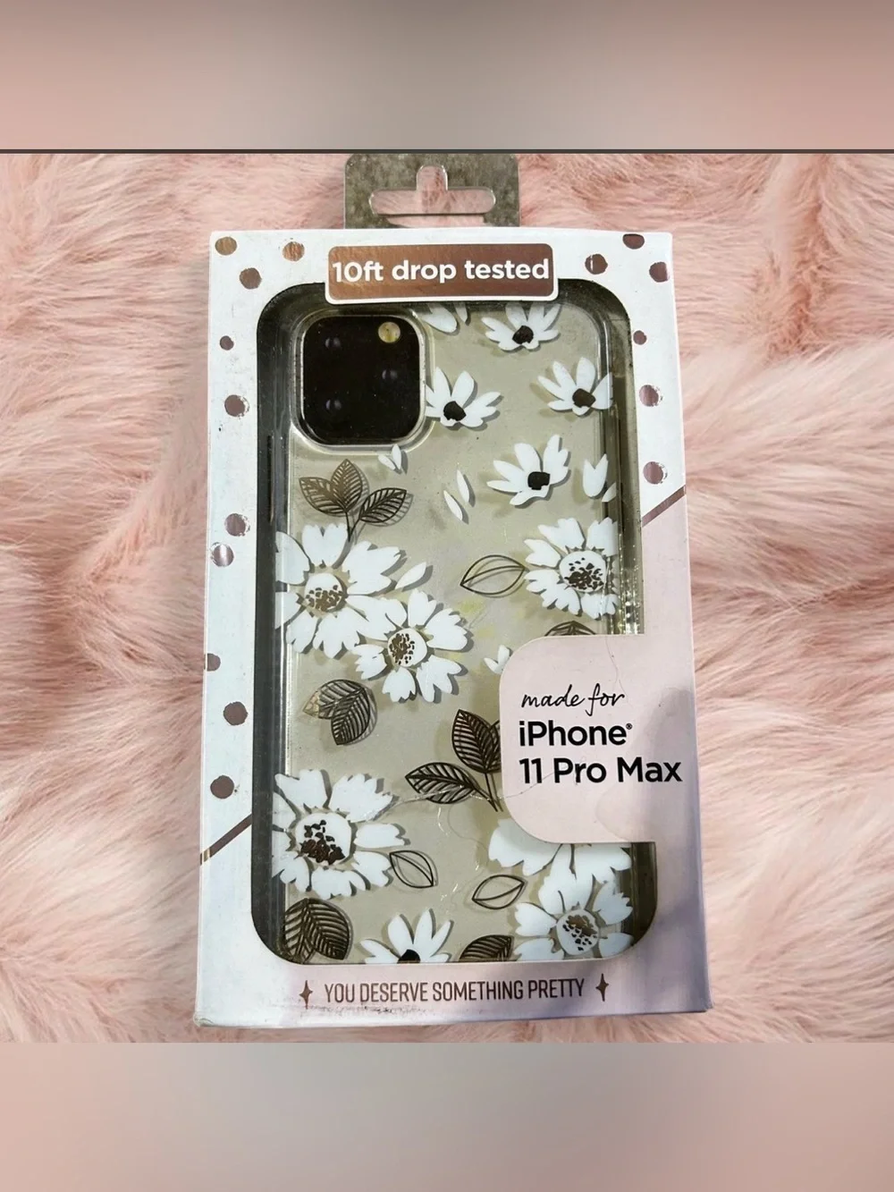Glitter & Floral iPhone 11 Pro Max Case Duo - Rose Gold Glitter and Beige Floral